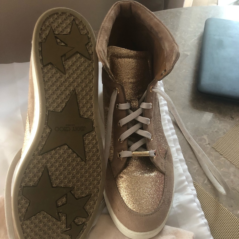 Stylish, pink glittery sneakers